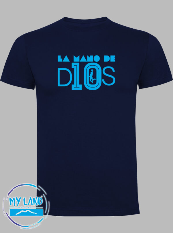 t-shirt blu navy con stampa azzurra - la mano de d10s - mylandoriginal