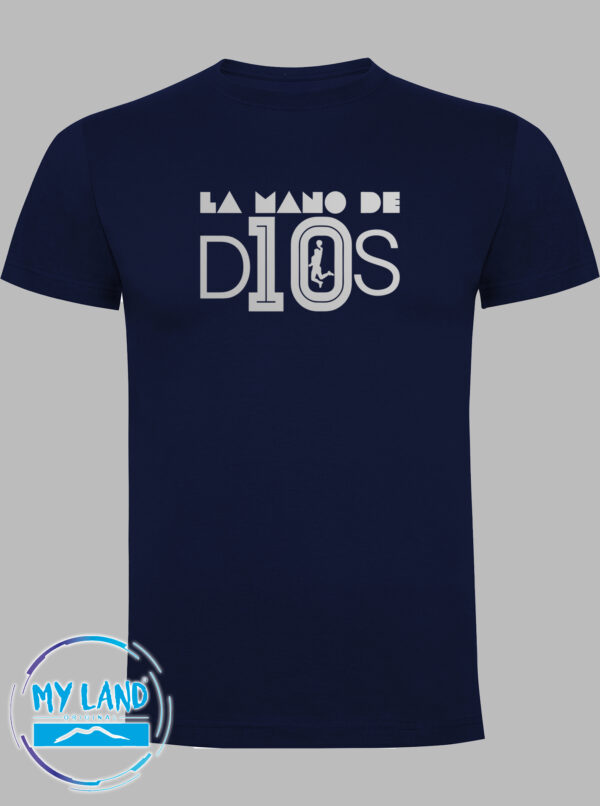 t-shirt blu navy con stampa argento - la mano de d10s - mylandoriginal