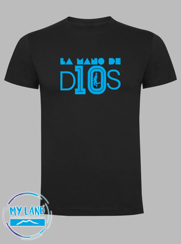 t-shirt nera con stampa azzurra - la mano de d10s - mylandoriginal