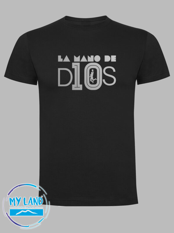 t-shirt nera con stampa argento - la mano de d10s - mylandoriginal