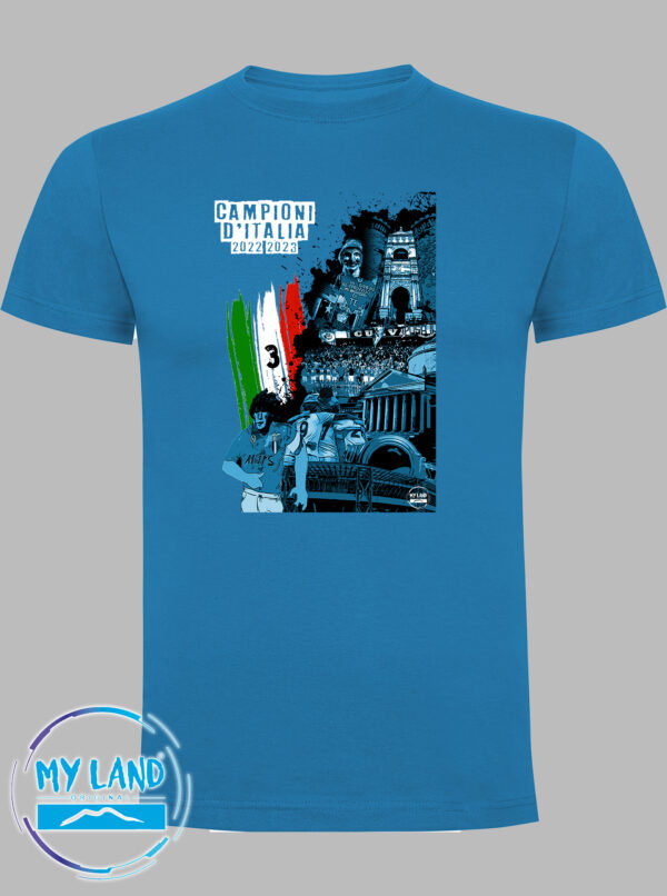 t-shirt azzurra murales - napoli campione d'italia 2023 - mylandoriginal