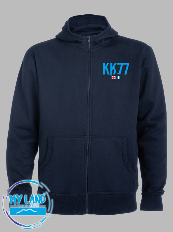 felpa blu navy fronte con cappuccio e zip - kk77 - mylandoriginal