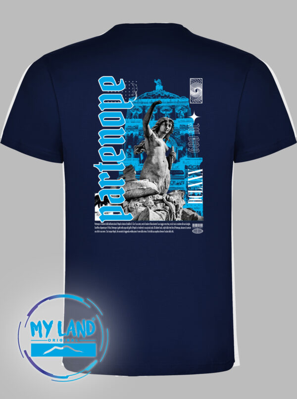 t-shirt blu navy retro PARTENOPE SEI TU - mylandoriginal