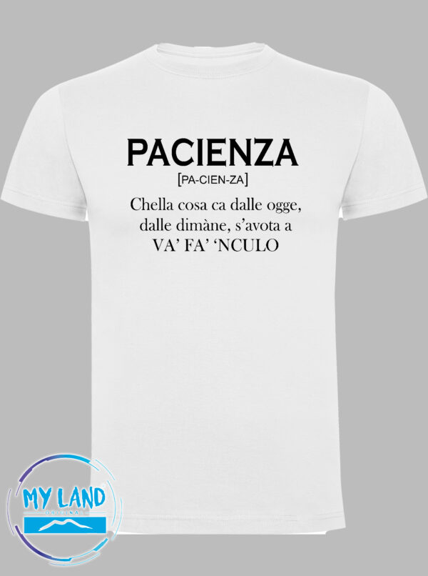 t-shirt bianca pacienza - detti napoletani - mylandoriginal