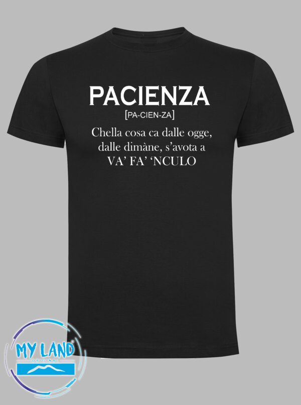 t-shirt nera pacienza - detti napoletani - mylandoriginal