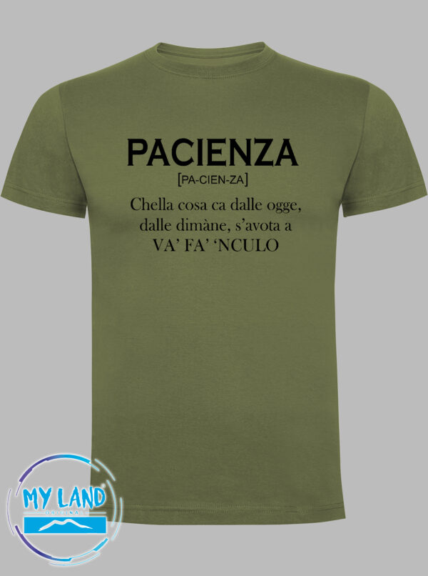 t-shirt verde militare pacienza - detti napoletani - mylandoriginal