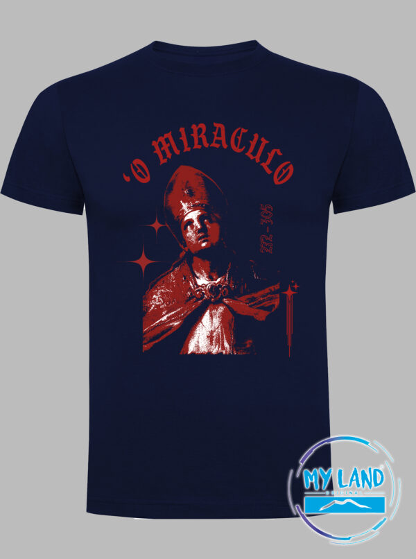 t-shirt blu navy 'o miraculo - san gennaro - mylandoriginal