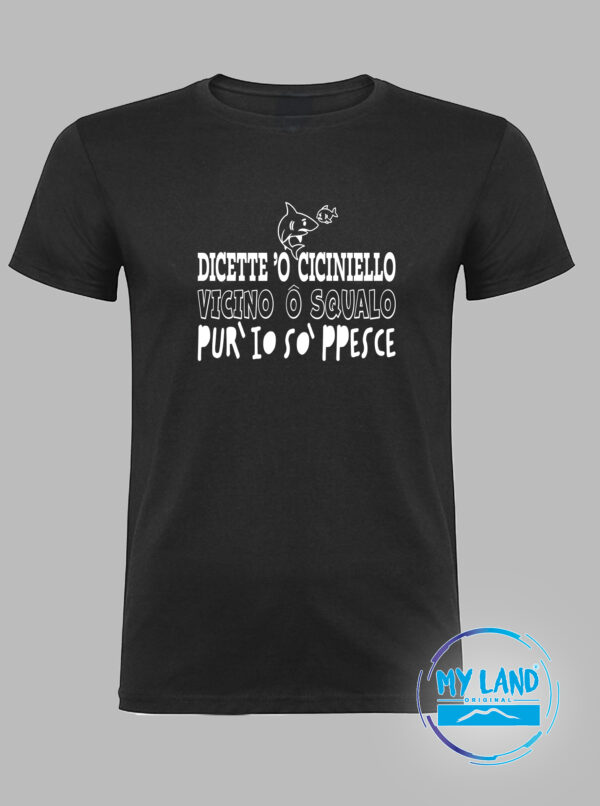 T-shirt nera: Dicette 'o ciciniello